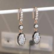 3.4 Ct oval-round lab grown diamond earrings delicate dangle style perfect for everyday luxury jewelry wear