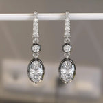 3.4 Ct oval-round lab grown diamond earrings delicate dangle style perfect for everyday luxury jewelry wear