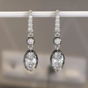 3.4 Ct oval-round lab grown diamond earrings delicate dangle style perfect for everyday luxury jewelry wear