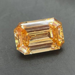 0.56 CT Emerald Cut Lab-Grown Orange Color Diamond