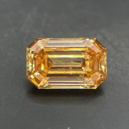 0.56 CT Emerald Cut Lab-Grown Orange Color Diamond
