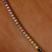 10.12 Ct round moissanite multi colour tennis necklace with vibrant stones in a luxury elegant jewelry design