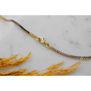 10.12 Ct round moissanite multi colour tennis necklace with vibrant stones in a luxury elegant jewelry design