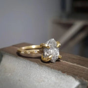 Unique 3.41 Ct grey Colored rough diamond ring with raw luxury jewelry styling 