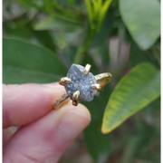 Unique 3.41 Ct grey Colored rough diamond ring with raw luxury jewelry styling 