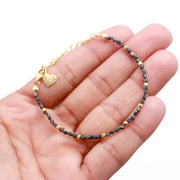 15.65 Ct black rough diamond bracelet with raw gemstone styling