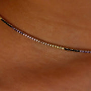 10.12 Ct round moissanite multi colour tennis necklace with vibrant stones in a luxury elegant jewelry design