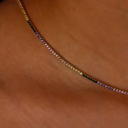 10.12 Ct round moissanite multi colour tennis necklace with vibrant stones in a luxury elegant jewelry design