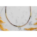 10.12 Ct round moissanite multi colour tennis necklace with vibrant stones in a luxury elegant jewelry design