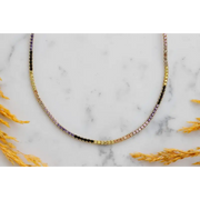 10.12 Ct round moissanite multi colour tennis necklace with vibrant stones in a luxury elegant jewelry design