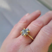 Unique 3.41 Ct grey Colored rough diamond ring with raw luxury jewelry styling 