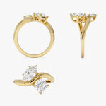 1.75 Ct MOI lab created princess cut diamond ring in gold band, elegant and refined.