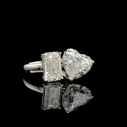 Moissanite Heart & Emerald Cut Solitaire Delicate Ring