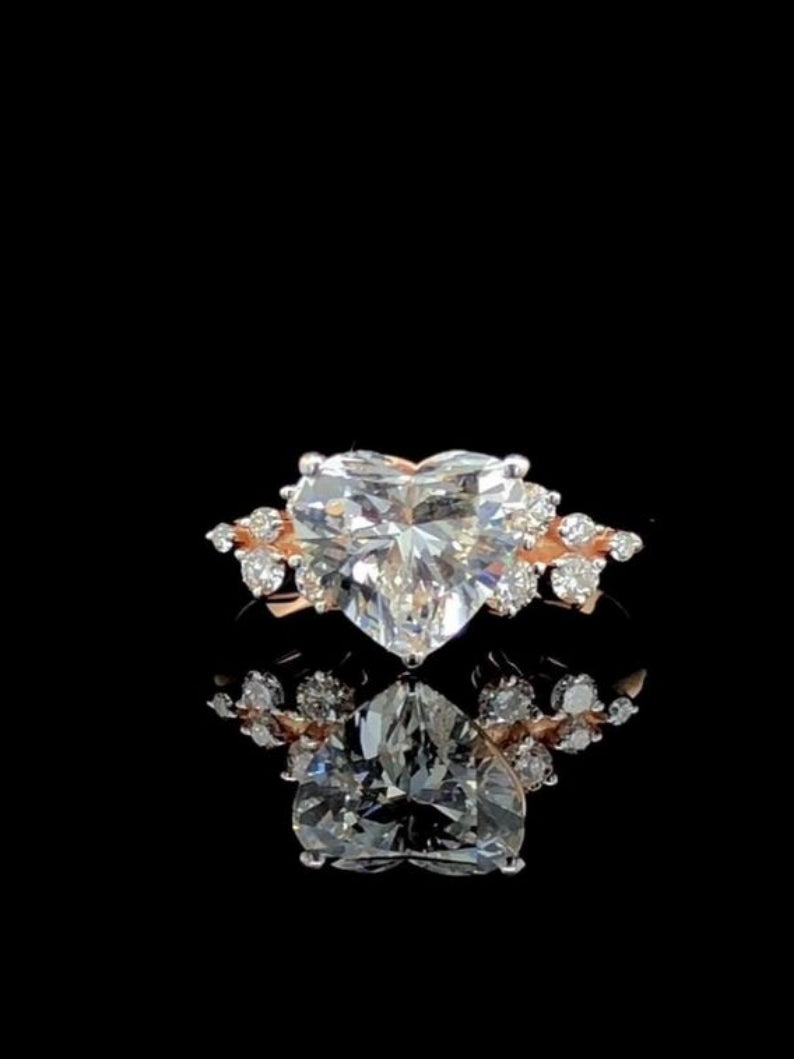 Hear & Round Cut Moissanite Eco Friendly Wedding Ring