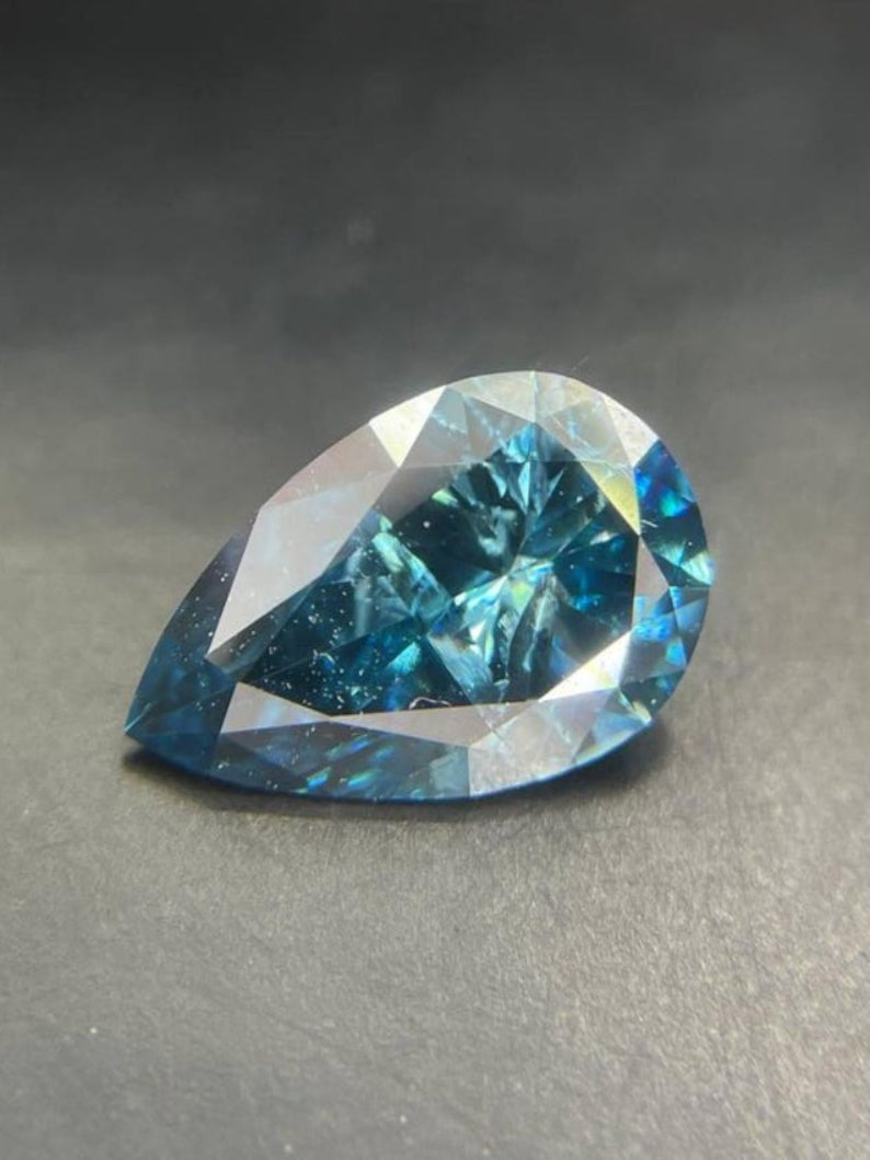 0.82ct Pear Shape Blue Salt and Pepper Lab Grown Diamond