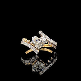 Romantic Heart & Round Cut Moissanite Unique Wedding Ring