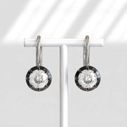 Elegant round lab grown diamond hoop drop earrings for women in white gold finish
