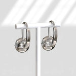 Elegant round lab grown diamond hoop drop earrings for women in white gold finish