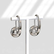 Elegant round lab grown diamond hoop drop earrings for women in white gold finish