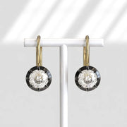 Elegant round lab grown diamond hoop drop earrings for women in white gold finish