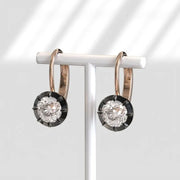 Elegant round lab grown diamond hoop drop earrings for women in white gold finish