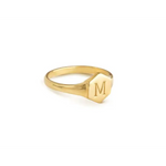 Minimalist personalized gold initial ring sleek signet style elegant jewelry for women