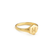 Minimalist personalized gold initial ring sleek signet style elegant jewelry for women