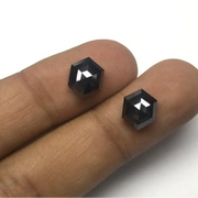 5.14 carat natural loose black hexagon cut diamond pair (10x8mm) – perfect for stunning Man made diamond engagement ring design