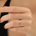 Stylish Chevron Lab Grown Diamond Ring Minimal V Band Luxury Jewelry