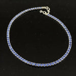 9.98 Ct round blue sapphire tennis necklace with brilliant gemstones in a luxury elegant fine jewelry design