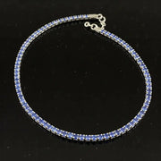 9.98 Ct round blue sapphire tennis necklace with brilliant gemstones in a luxury elegant fine jewelry design