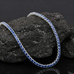 9.98 Ct round blue sapphire tennis necklace with brilliant gemstones in a luxury elegant fine jewelry design