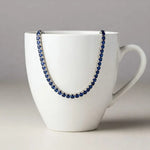 9.98 Ct round blue sapphire tennis necklace with brilliant gemstones in a luxury elegant fine jewelry design