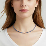 9.98 Ct round blue sapphire tennis necklace with brilliant gemstones in a luxury elegant fine jewelry design