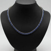 9.98 Ct round blue sapphire tennis necklace with brilliant gemstones in a luxury elegant fine jewelry design