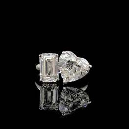 Moissanite Heart & Emerald Cut Solitaire Delicate Ring