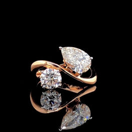 Round & Pear Cut Moissanite Toi et Moi Ring