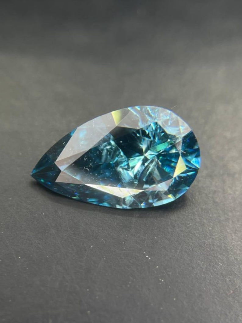 0.82ct Pear Shape Blue Salt and Pepper Lab Grown Diamond