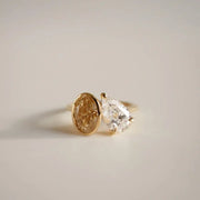 3.14 Ct MOI lab created pear diamond ring, gold, elegant, perfect for engagement or gifting.