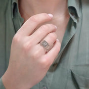 Personalized dainty gold ring with initial alphabet and sleek signet style for women jewelry