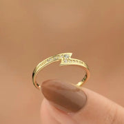 Stylish Chevron Lab Grown Diamond Ring Minimal V Band Luxury Jewelry