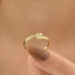 Stylish Chevron Lab Grown Diamond Ring Minimal V Band Luxury Jewelry