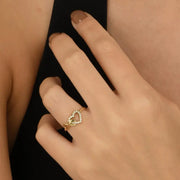 Dainty gold signet ring with diamond sunburst design minimal luxury jewelry for women