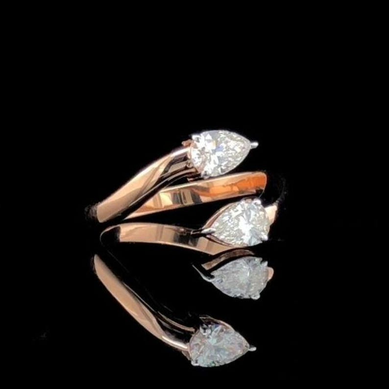 Pear Cut Moissanite Open Cuff Ring
