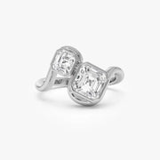 2.10 Ct TOI lab grown round diamond ring, 18K gold, modern design, elegant statement jewelry.