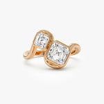 2.10 Ct TOI lab grown round diamond ring, 18K gold, modern design, elegant statement jewelry.