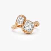 2.10 Ct TOI lab grown round diamond ring, 18K gold, modern design, elegant statement jewelry.