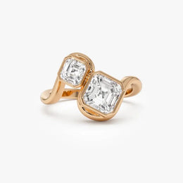 2.10 Ct TOI lab grown round diamond ring, 18K gold, modern design, elegant statement jewelry.