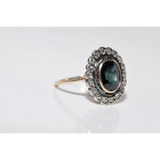 Lab created gemstone diamond ring with cushion cut pink stone and brilliant white diamond band
