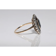 Lab created gemstone diamond ring with cushion cut pink stone and brilliant white diamond band